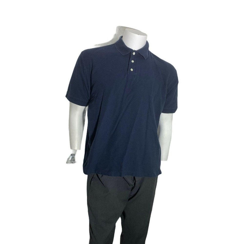 St Johns Bay Mens Large 100% Cotton Polo Shirt Blu